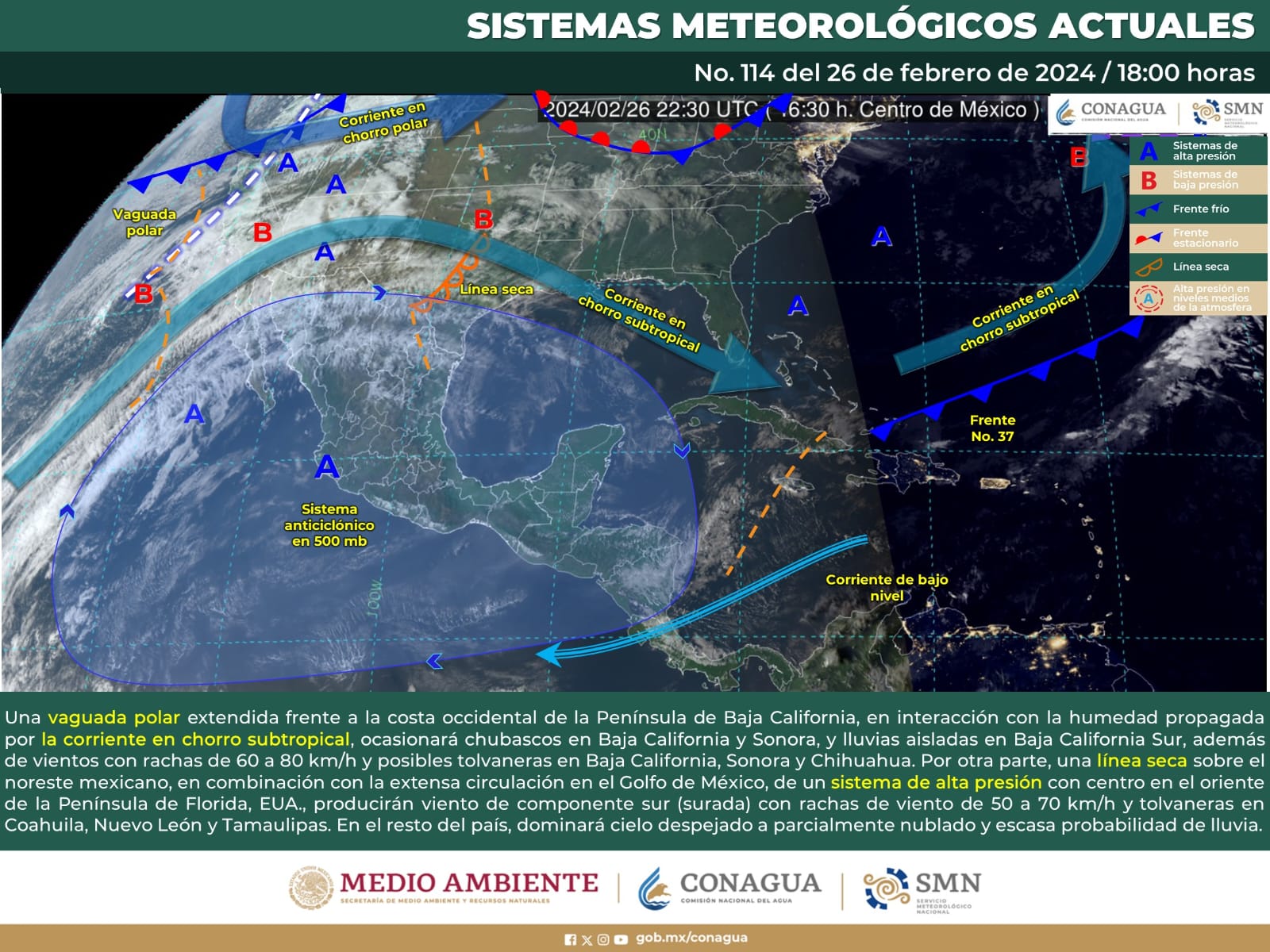Pronóstico del tiempo en Tamaulipas 27 Febrero 2024