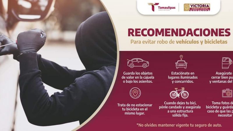 Recomendaciones para evitar robo de vehículos y bicicletas en la ciudad
