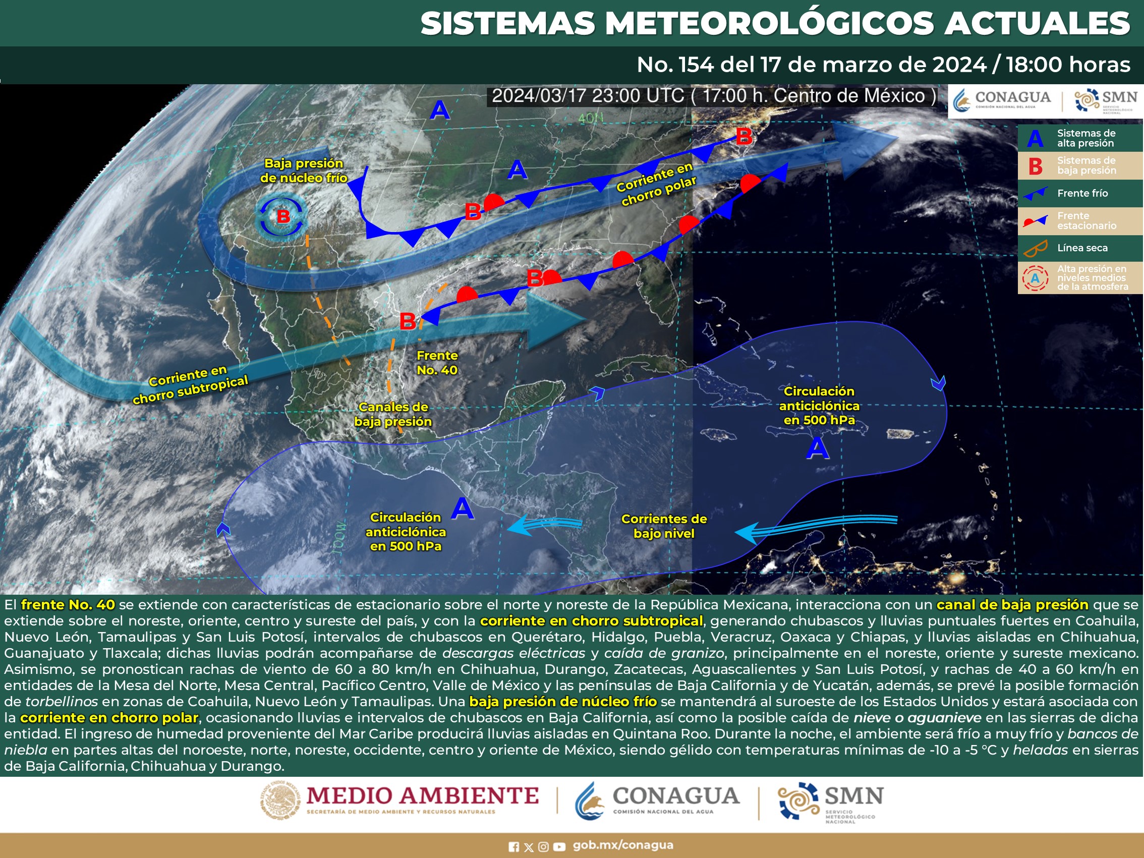 Pronóstico del tiempo para Tamaulipas 18 MARZO 2024