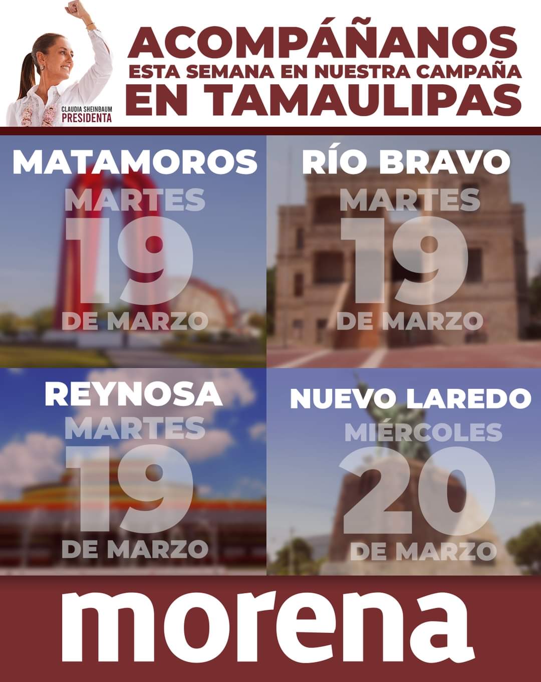 La Dra. Claudia Sheinbaum, candidata de Morena, visitara Tamaulipas en un histórico evento de campaña
