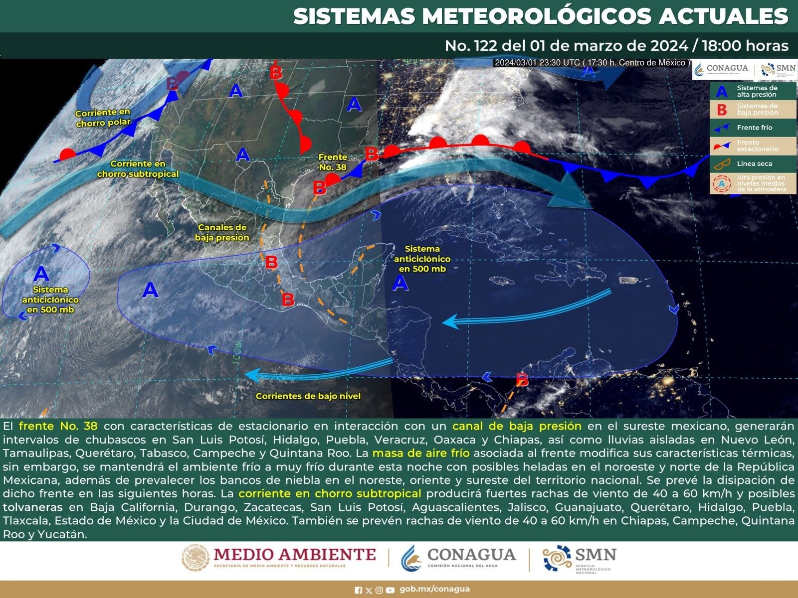 Pronóstico del tiempo para Tamaulipas 2 Marzo 2024