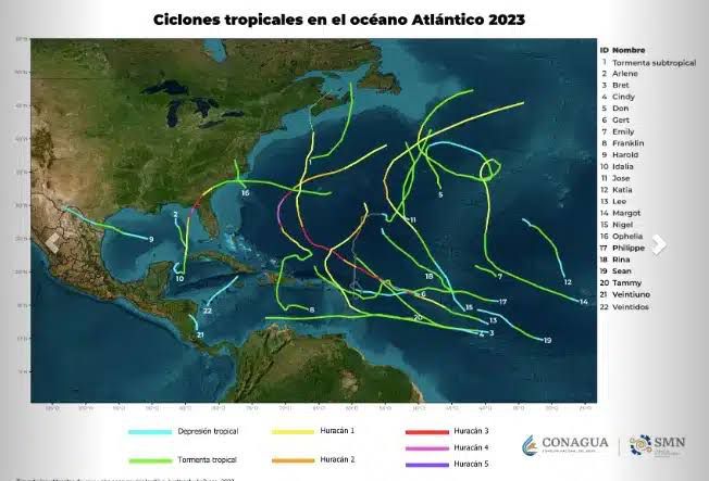 Estos son los Nombres de los Ciclones Tropicales del 2024 en México