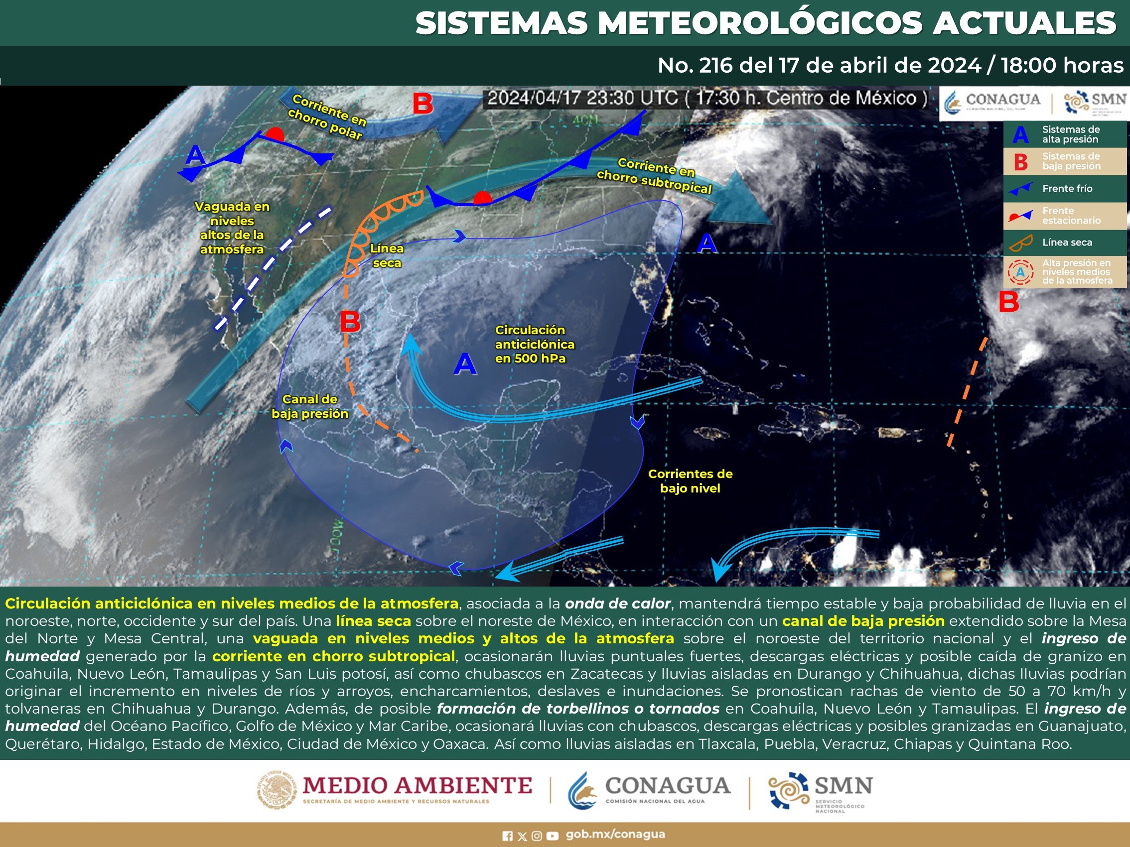 Pronóstico del tiempo para Tamaulipas 18 Abril 2024