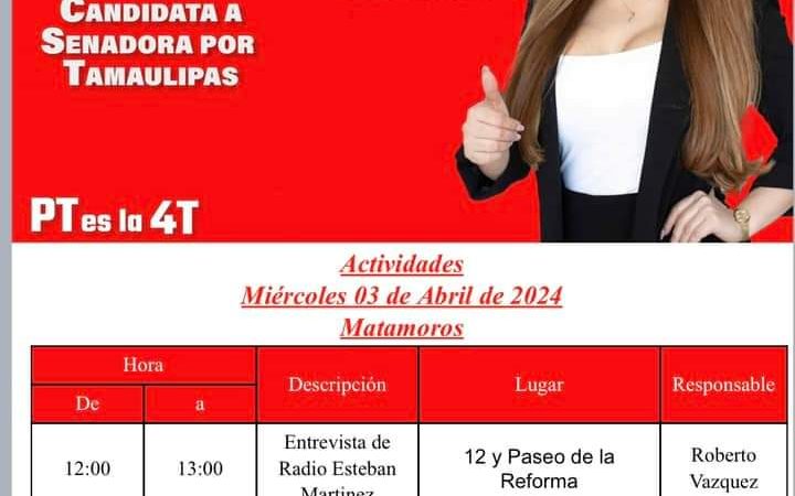 Cendy Robles, invita a los ciudadanos a un día lleno de actividades en Matamoros