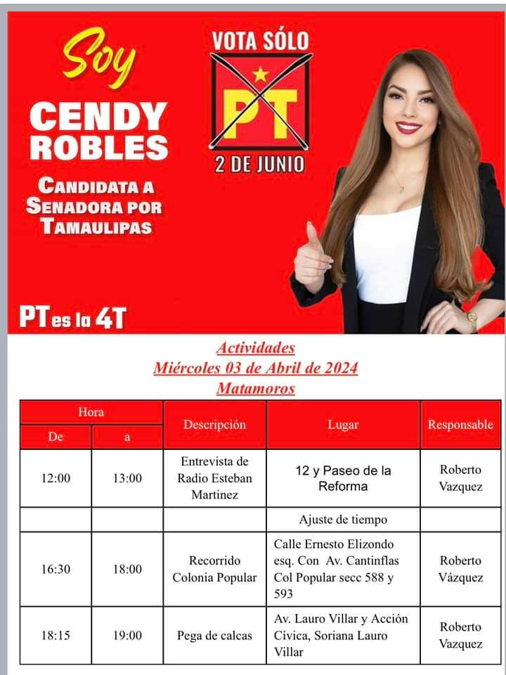 Cendy Robles, invita a los ciudadanos a un día lleno de actividades en Matamoros