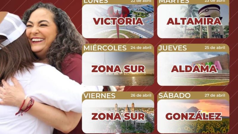 Olga Sosa comparte agenda semanal para escuchar demandas ciudadanas en municipios de Tamaulipas