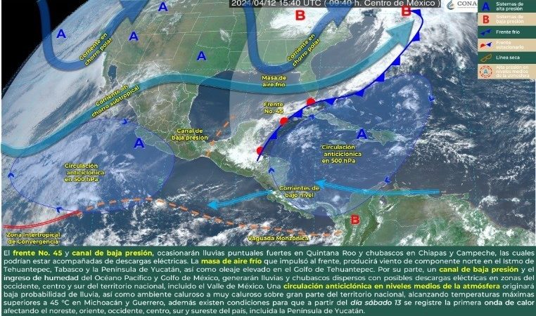 Pronóstico del tiempo para Tamaulipas 13 Abril 2024