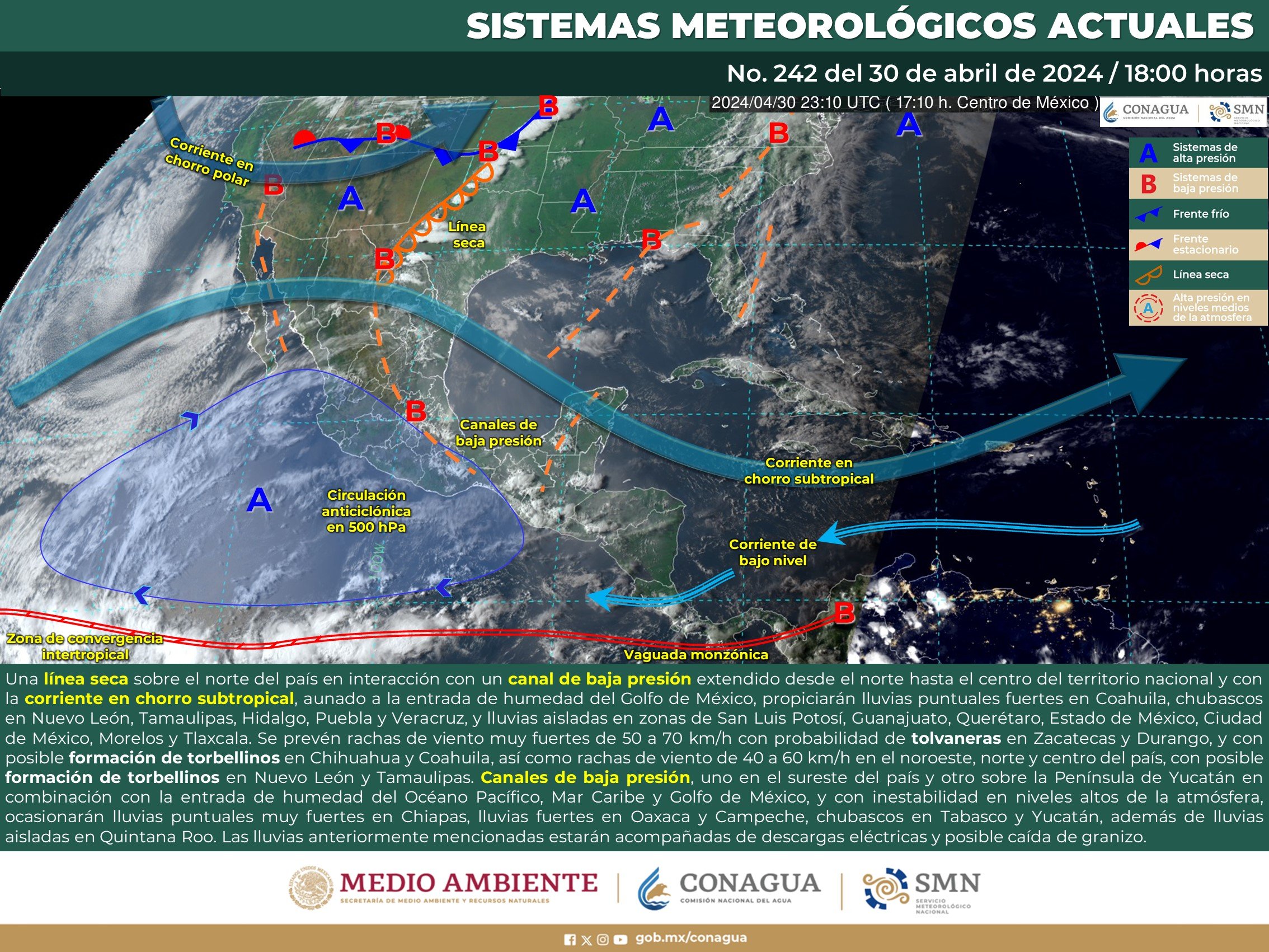 Pronóstico del tiempo para Tamaulipas 1 Mayo 2024