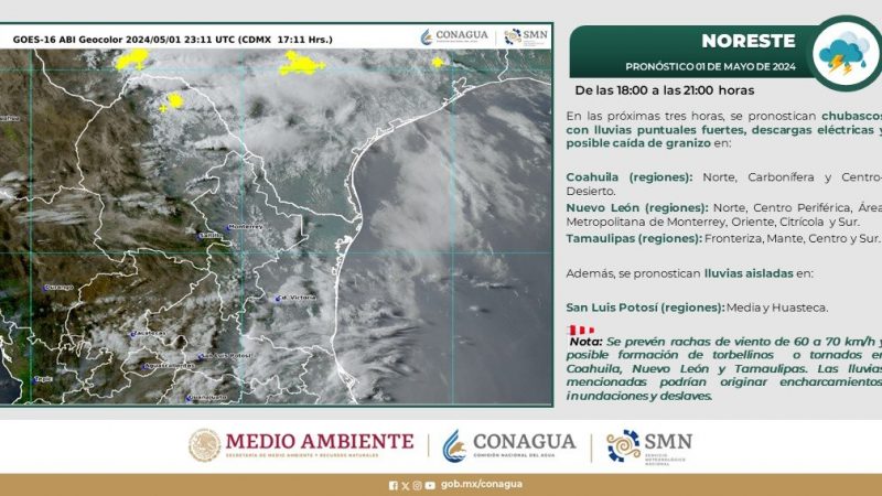 Pronóstico del tiempo para Tamaulipas 2 Mayo 2024