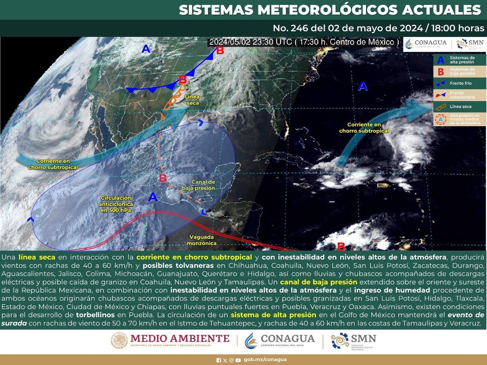 Pronóstico del tiempo para Tamaulipas 3 Mayo 2024