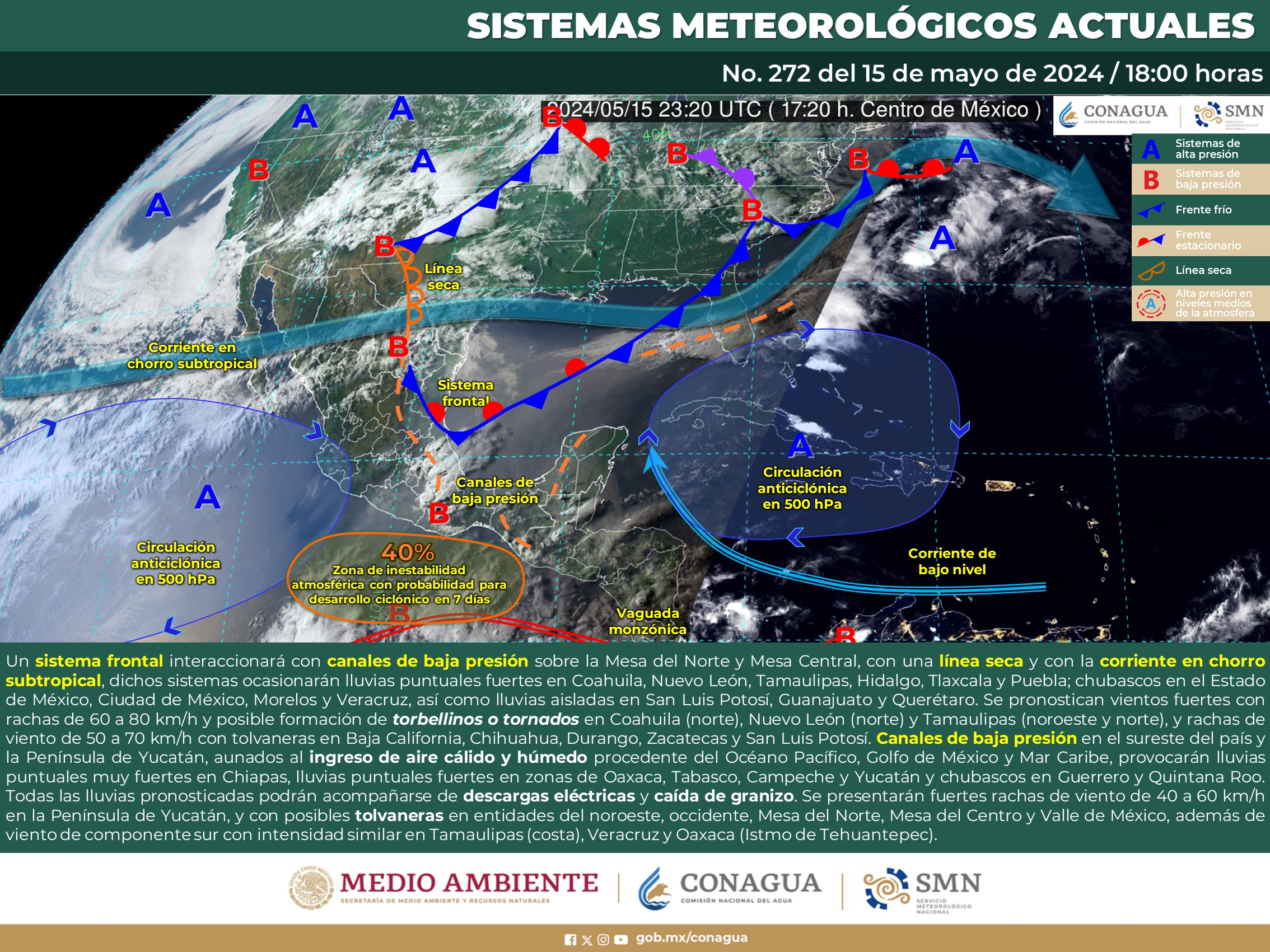 Pronóstico del tiempo para Tamaulipas 16 Mayo 2024