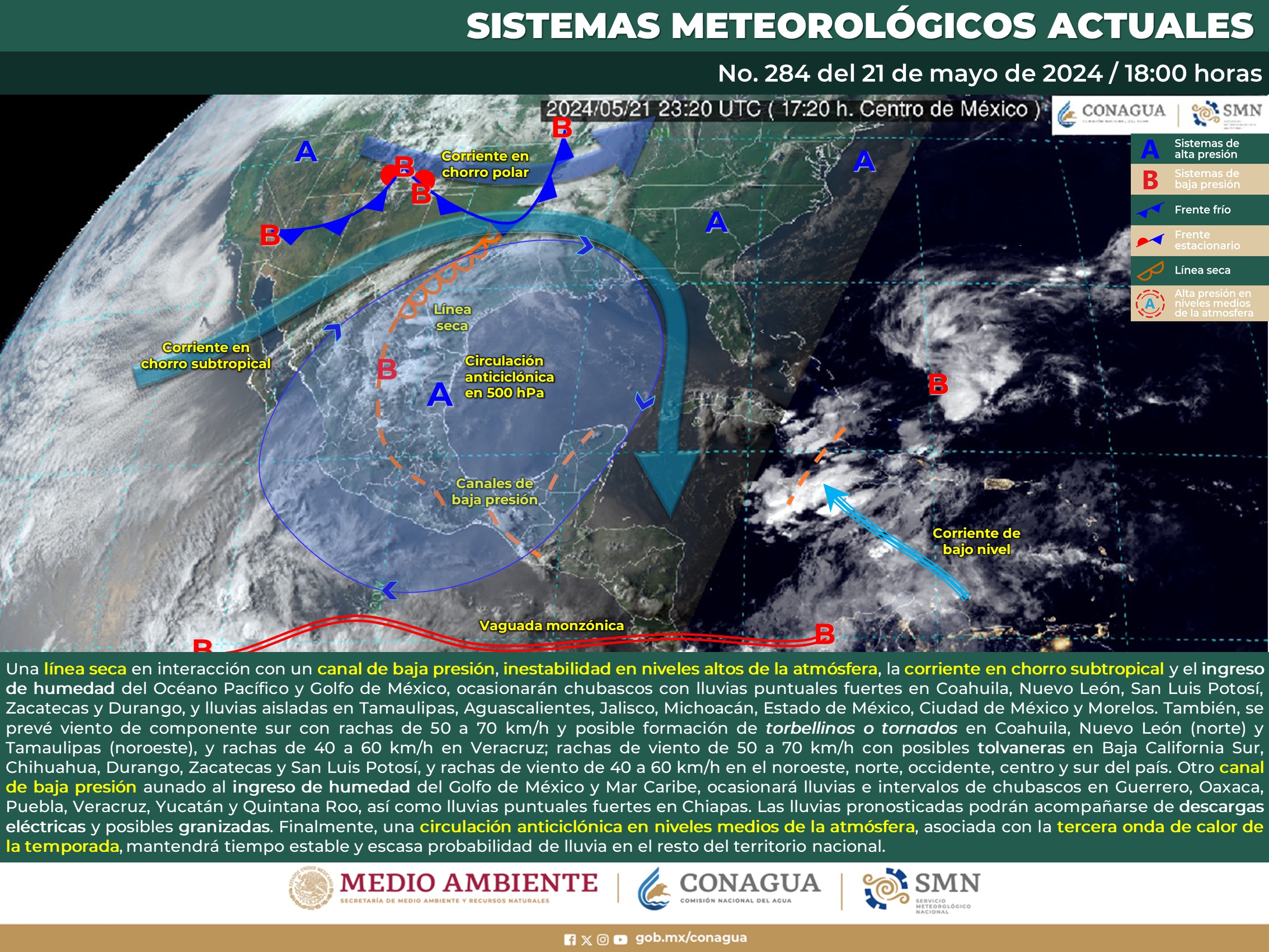 Pronóstico del tiempo para Tamaulipas 21 Mayo 2024