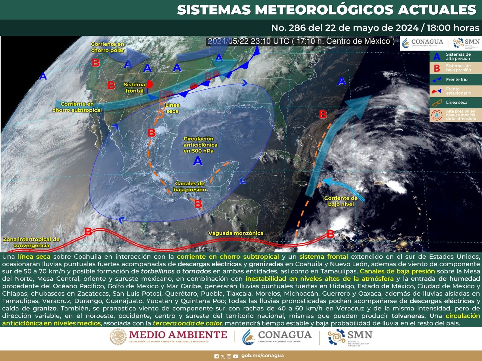 Pronóstico del tiempo para Tamaulipas 23 Mayo 2024