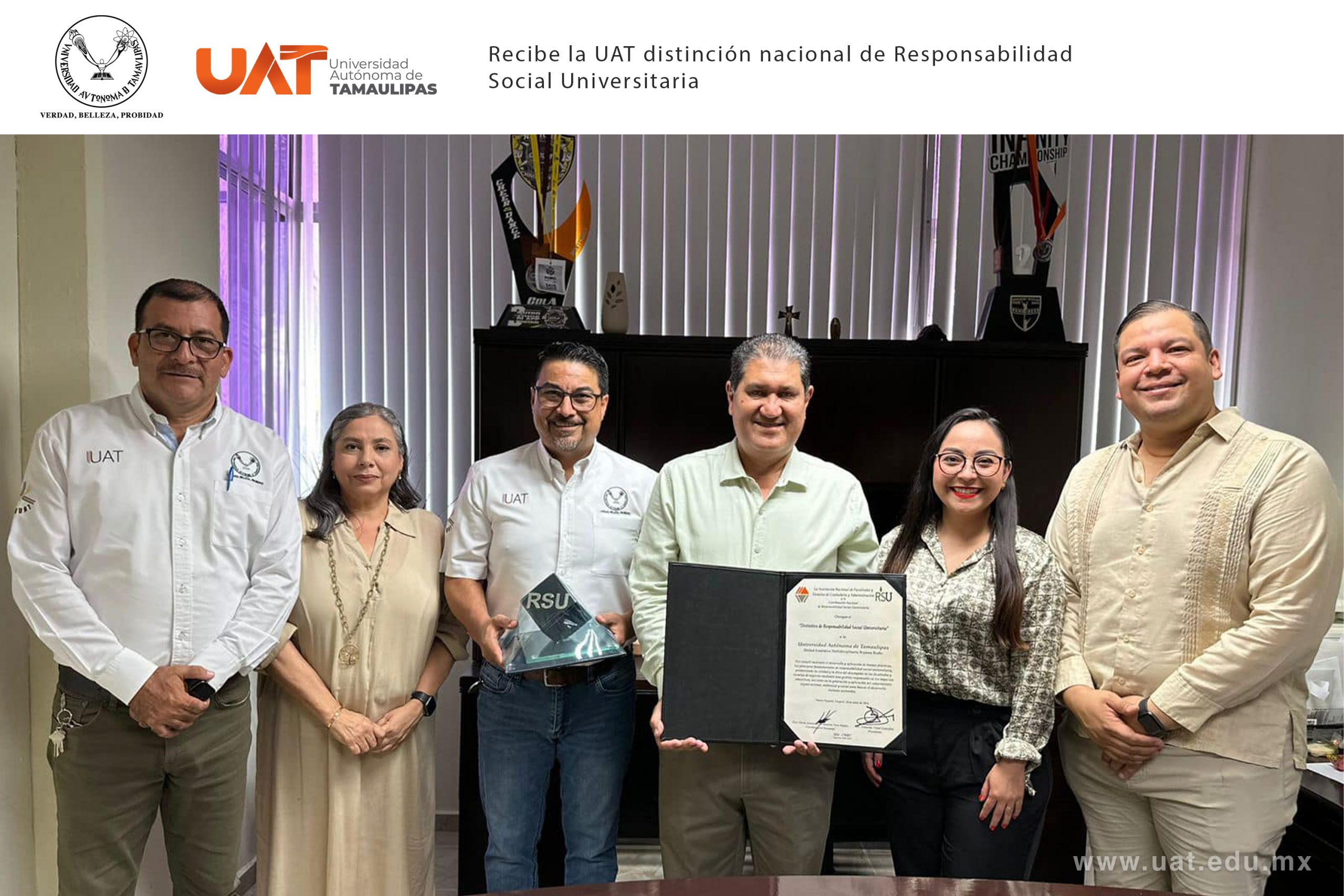 Recibe la UAT distinción nacional de Responsabilidad Social Universitaria