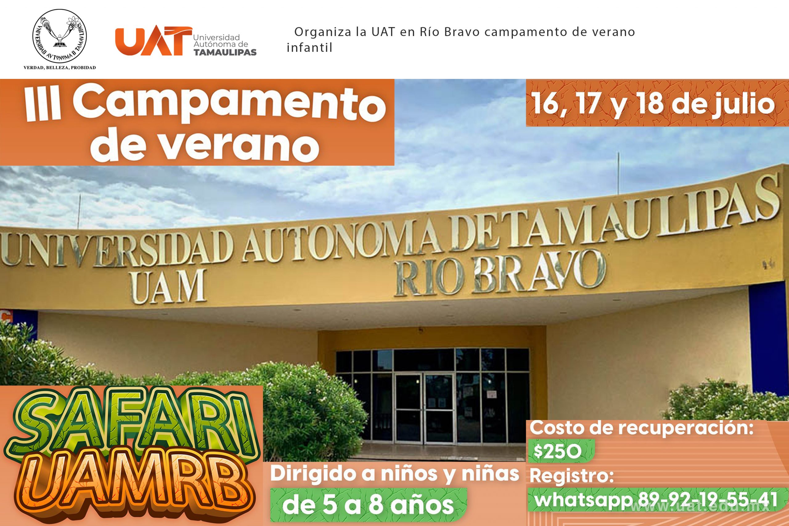 Organiza la UAT en Río Bravo el campamento de verano infantil