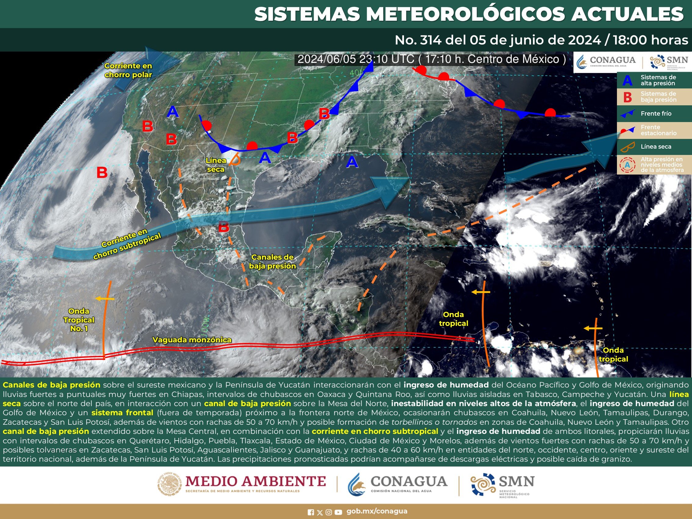 Pronóstico del tiempo para Tamaulipas 6 Junio 2024