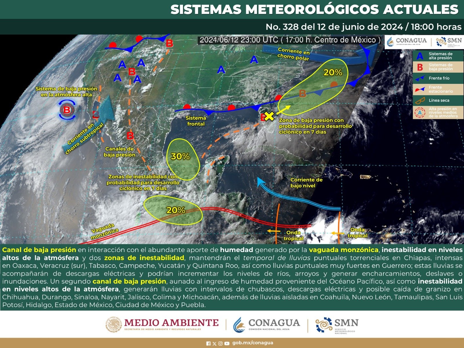 Pronóstico del tiempo para Tamaulipas 13 Junio 2024