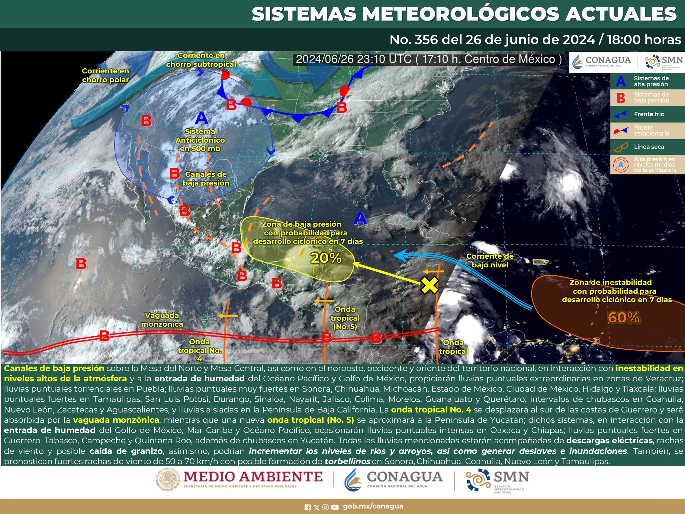 Pronóstico del tiempo para Tamaulipas 27 Junio 2024