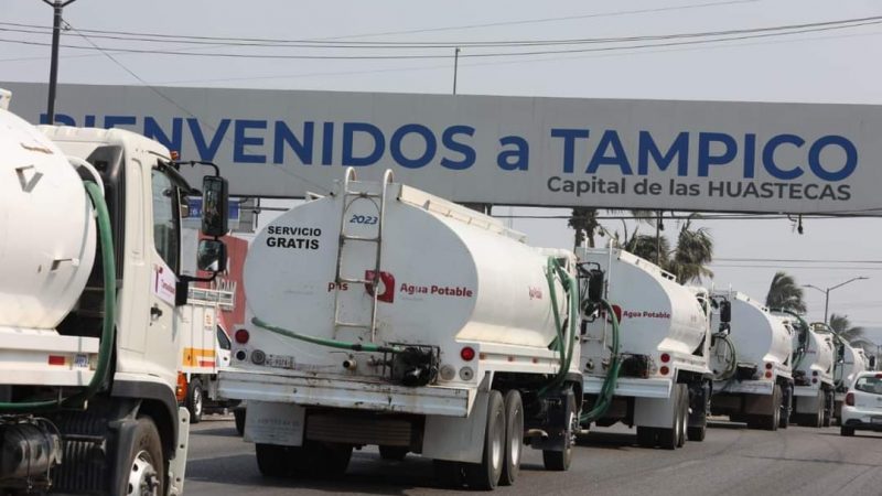 Envía Gobierno de Tamaulipas camiones cisterna para mitigar crisis hídrica en el sur