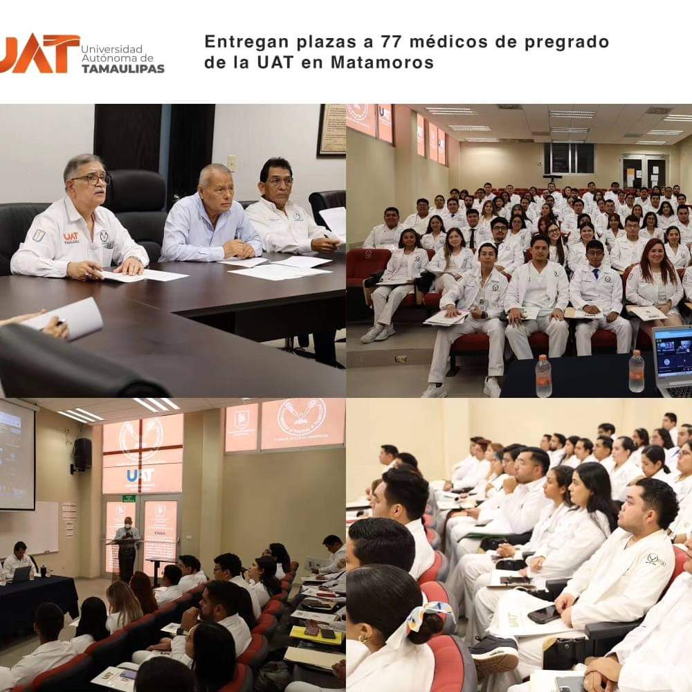 Entregan plazas a 77 médicos de pregrado de la UAT en Matamoros