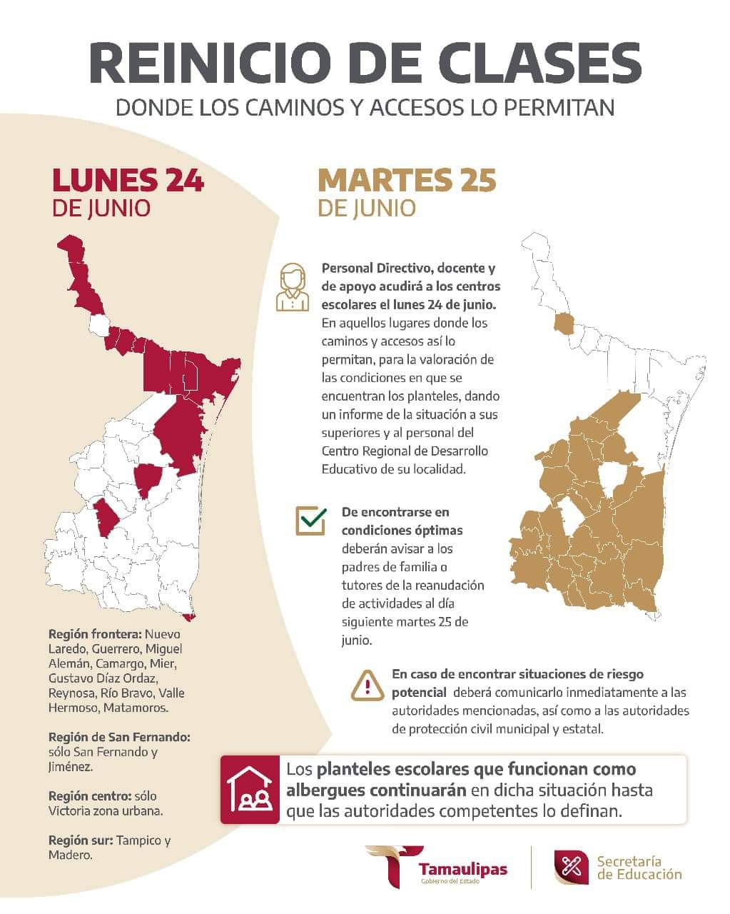 Reinicio a Clases en Tamaulipas por Pronóstico de Lluvias