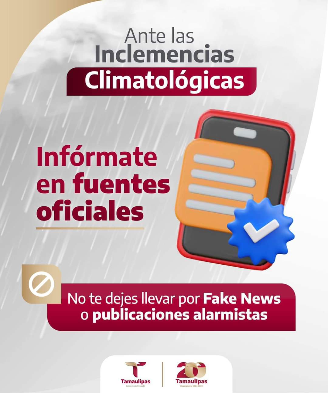Gobierno de Tamaulipas insta a la ciudadanía a seguir solo información oficial en situaciones de emergencia