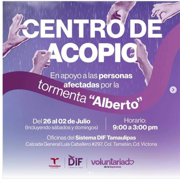 DIF Tamaulipas Habilita Centro de Acopio para Damnificados por “Alberto”