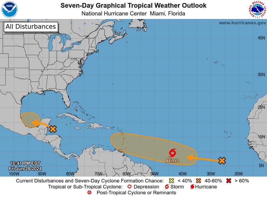 Beryl Evoluciona a Tormenta Tropical y Podría Convertirse en Huracán