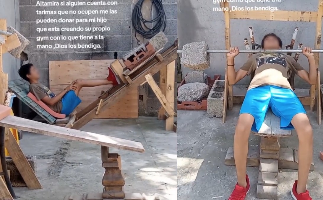 Joven de Tamaulipas Construye Gimnasio de Madera en el Patio de su Casa y se Vuelve Viral