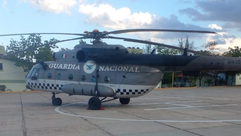 Helicóptero de la Guardia Nacional se une a la lucha contra incendio en la Biósfera El Cielo