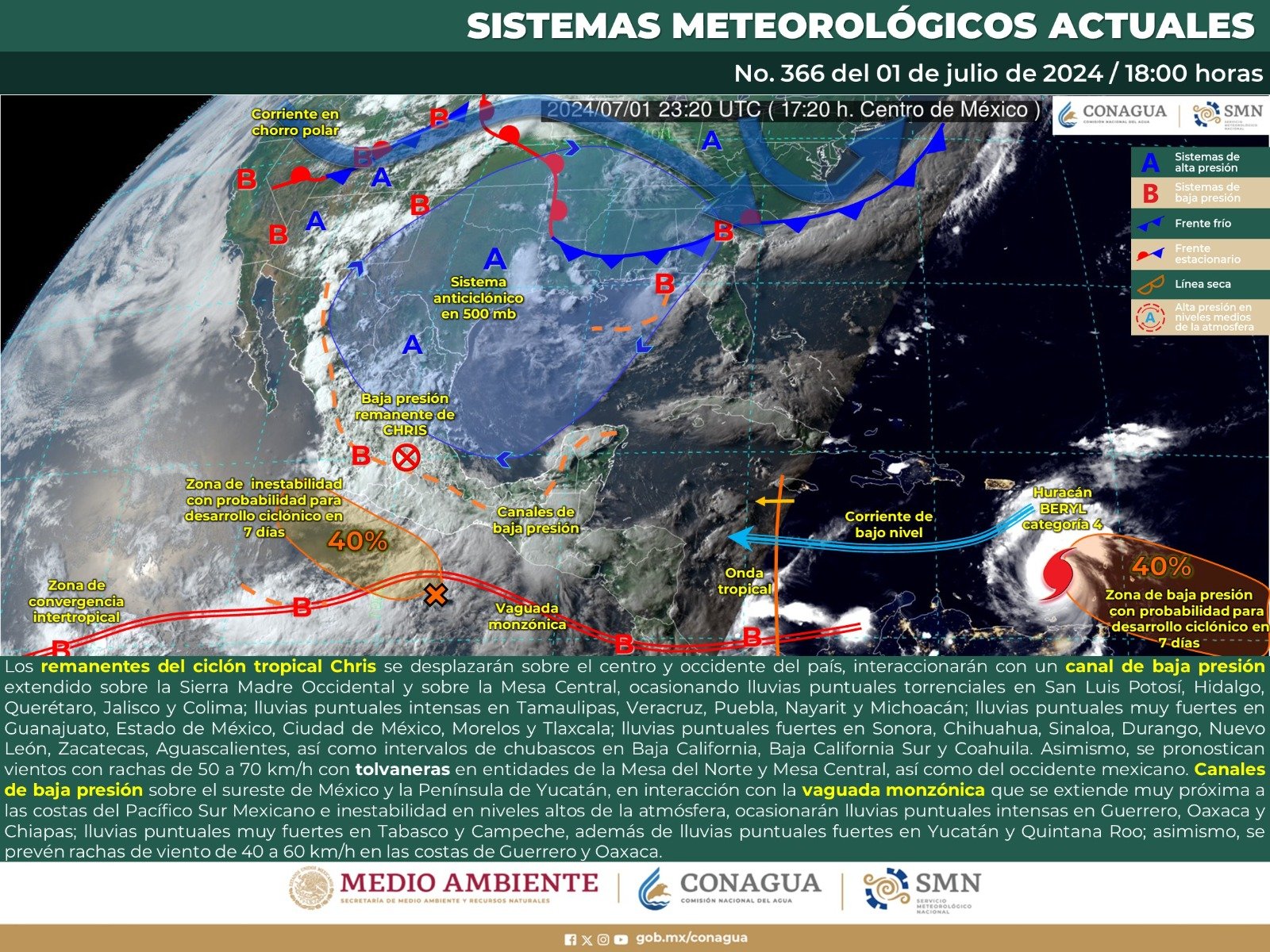 Pronóstico del tiempo para Tamaulipas 2 Julio 2024