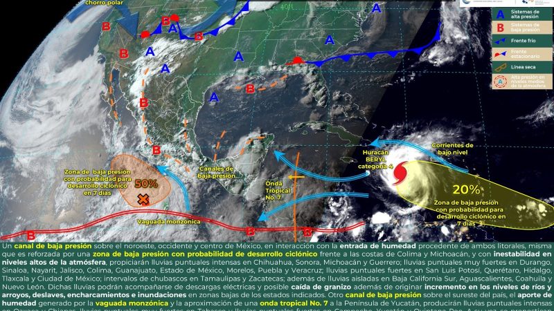 Pronóstico del tiempo para Tamaulipas 3 Julio 2024