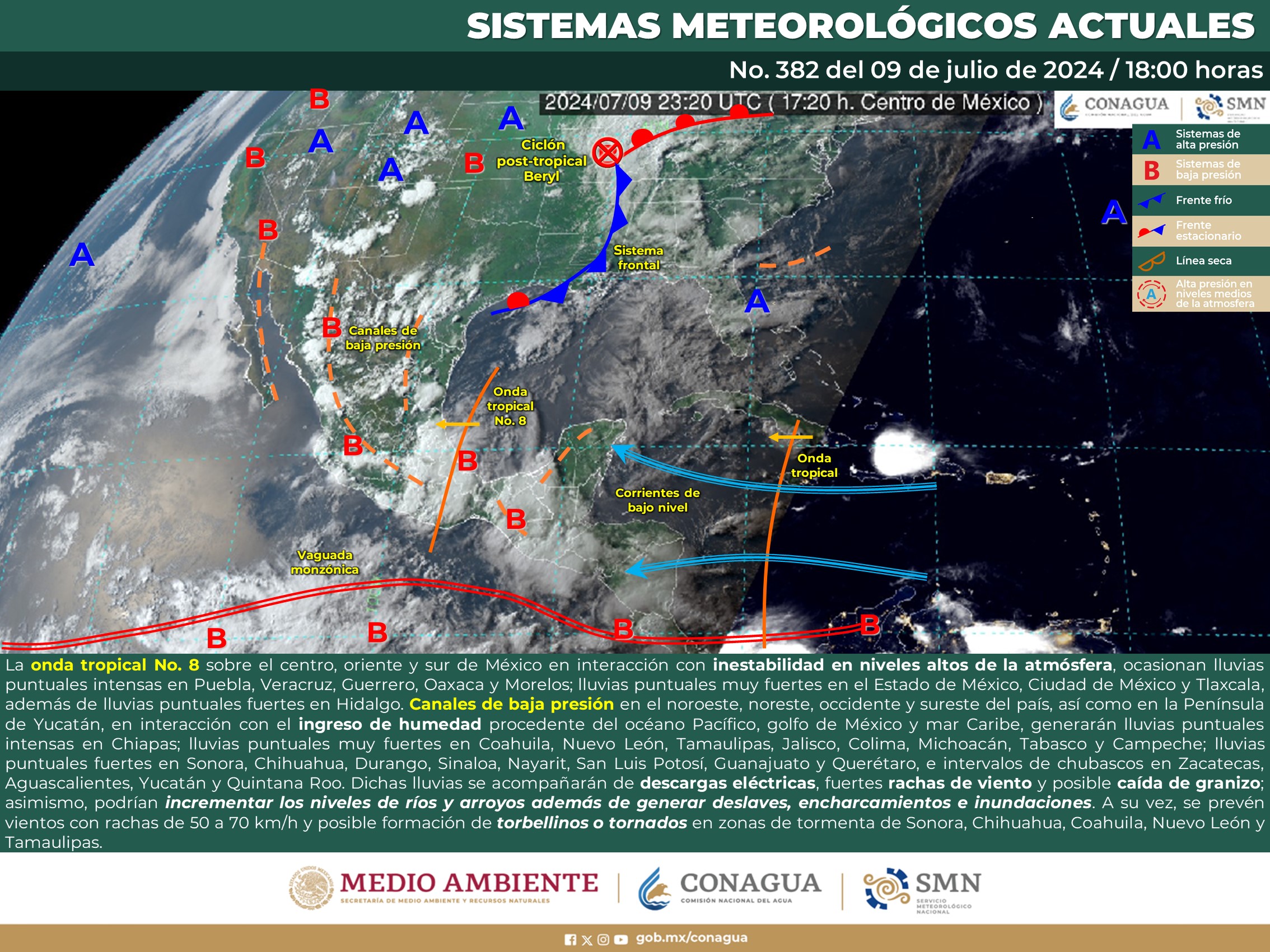 Pronóstico del tiempo para Tamaulipas 10 Julio 2024