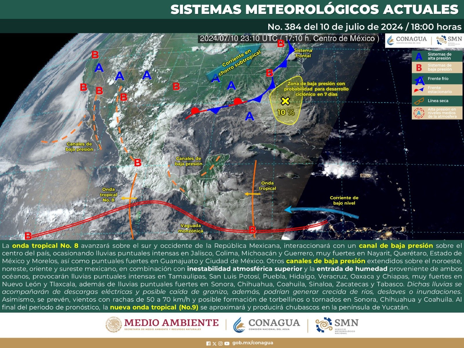 Pronóstico del tiempo para Tamaulipas 11 Julio 2024