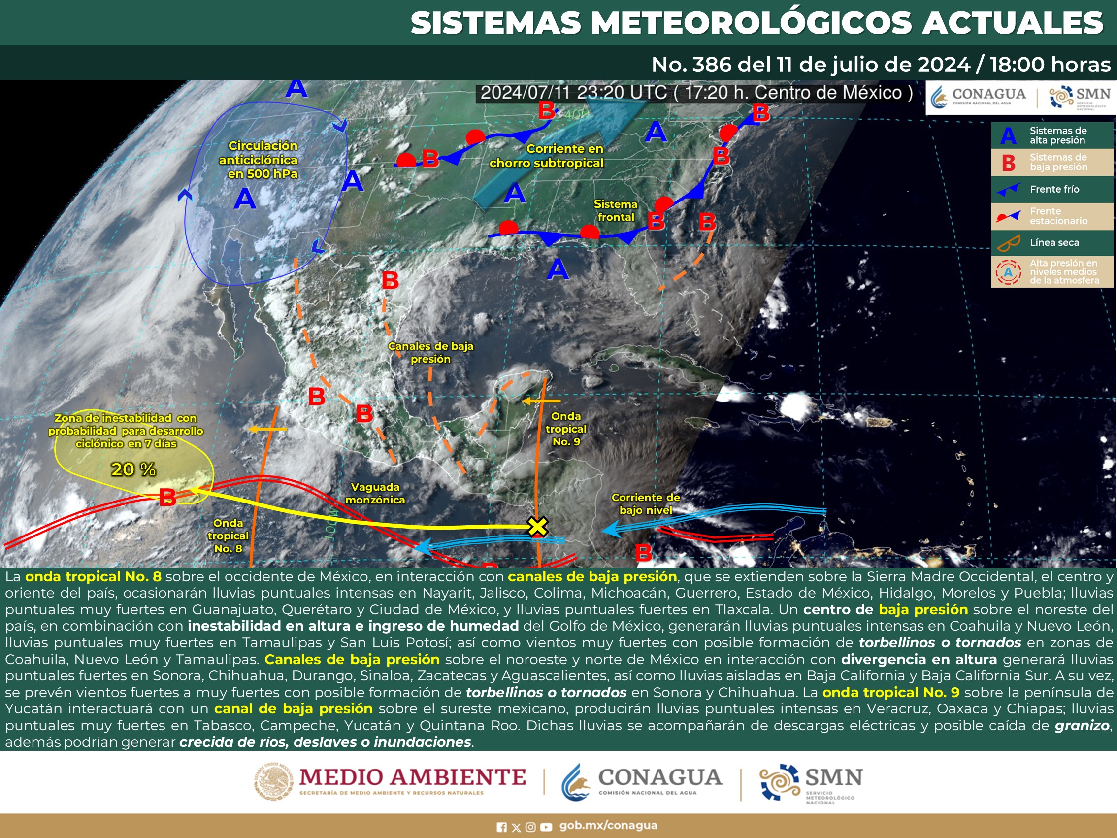 Pronóstico del tiempo para Tamaulipas 12 Julio 2024