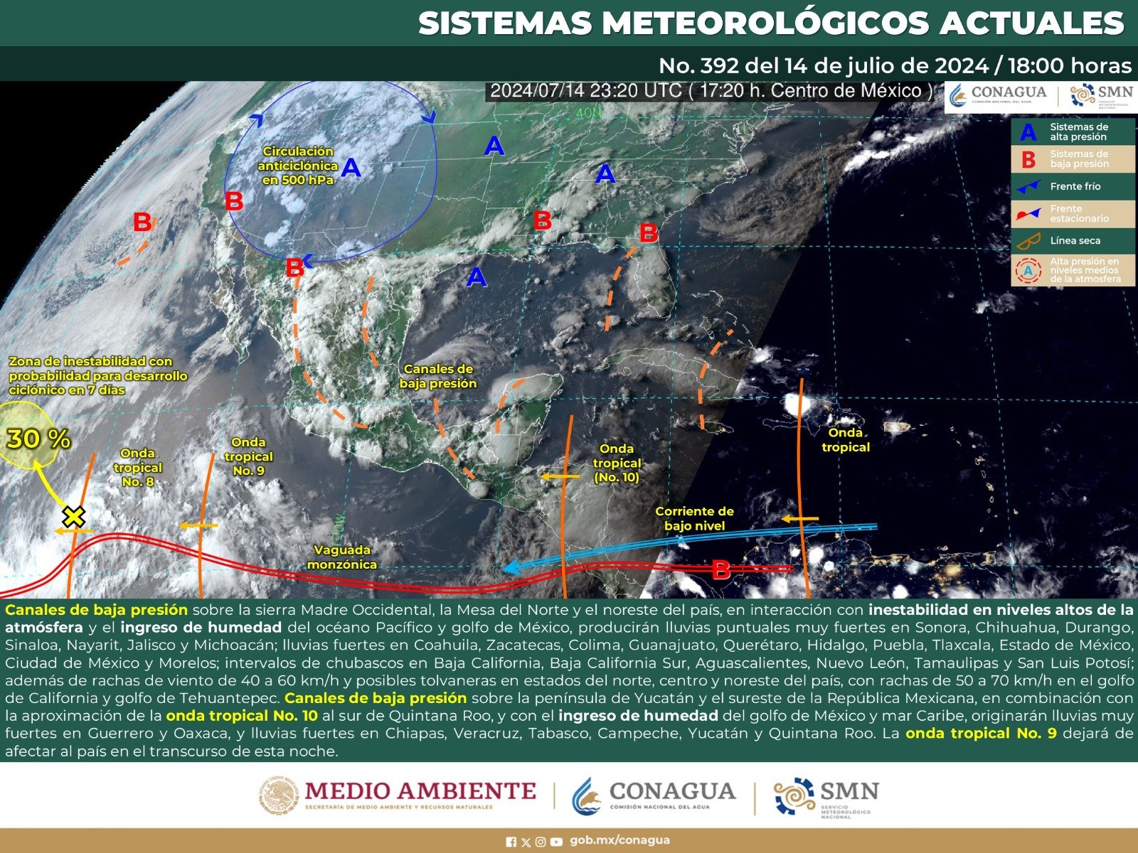 Pronóstico del tiempo para Tamaulipas 15 Julio 2024
