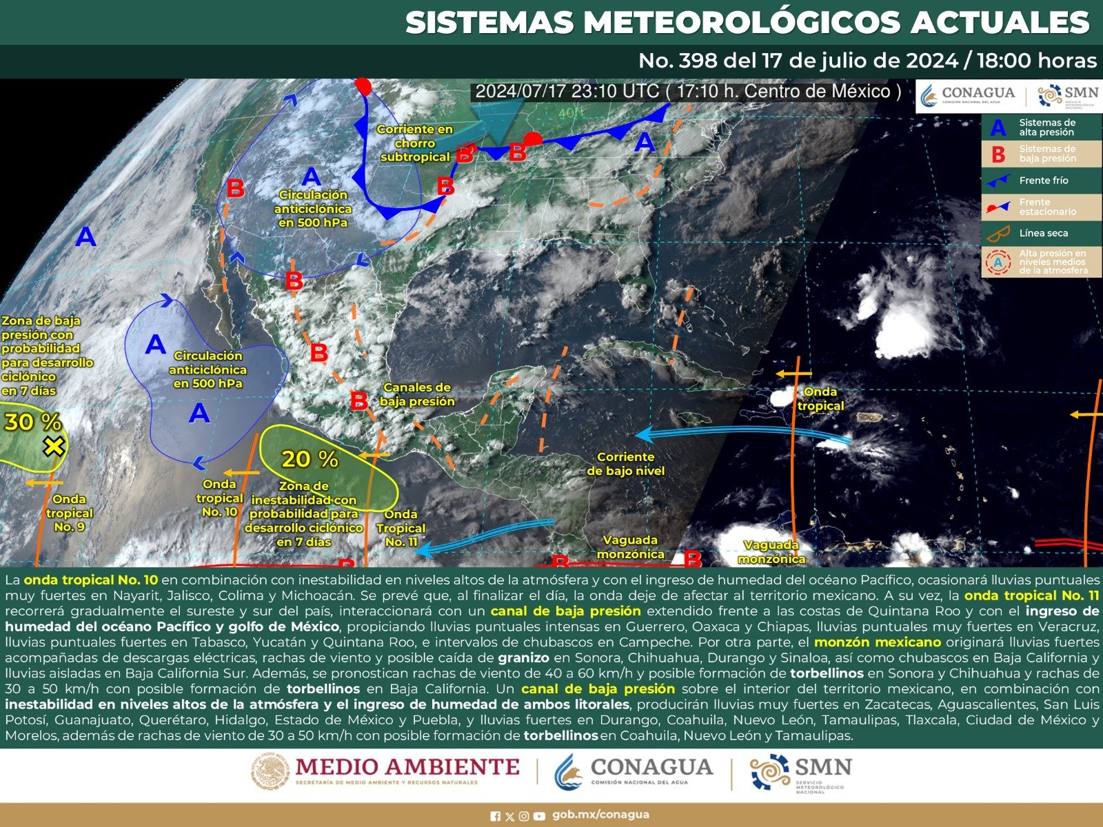 Pronóstico del tiempo para Tamaulipas 18 Julio 2024