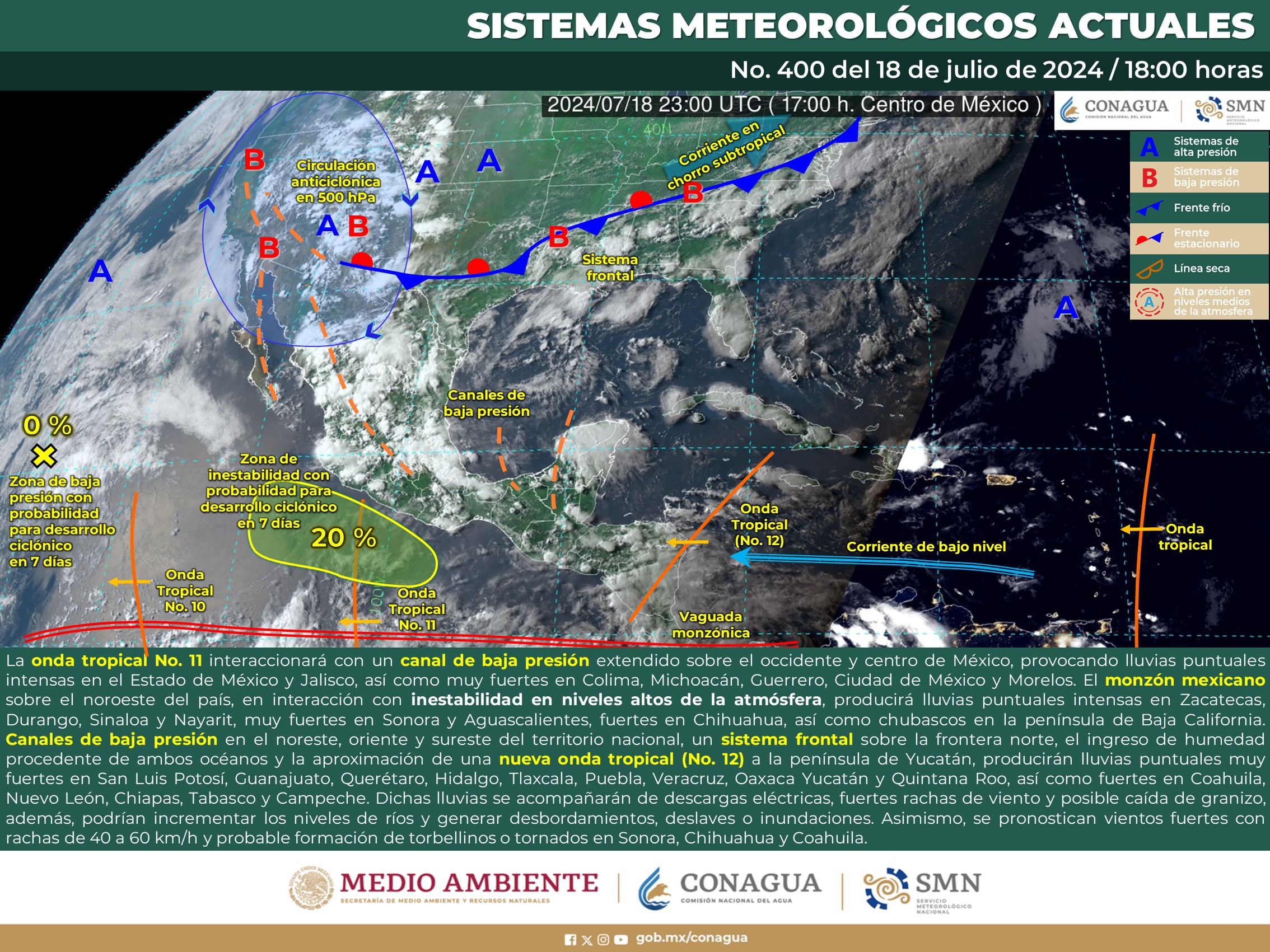 Pronóstico del tiempo para Tamaulipas 19 Julio 2024