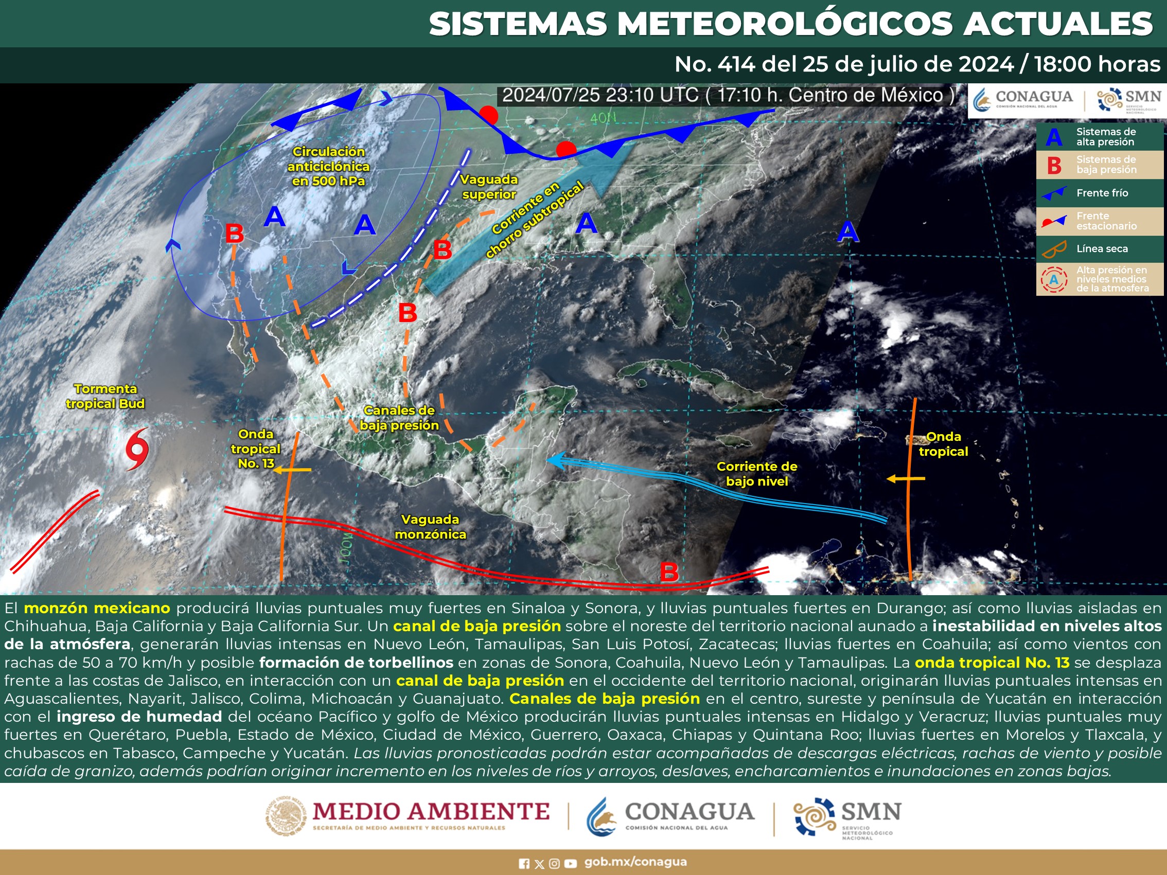 Pronóstico del tiempo para Tamaulipas 26 Julio 2024