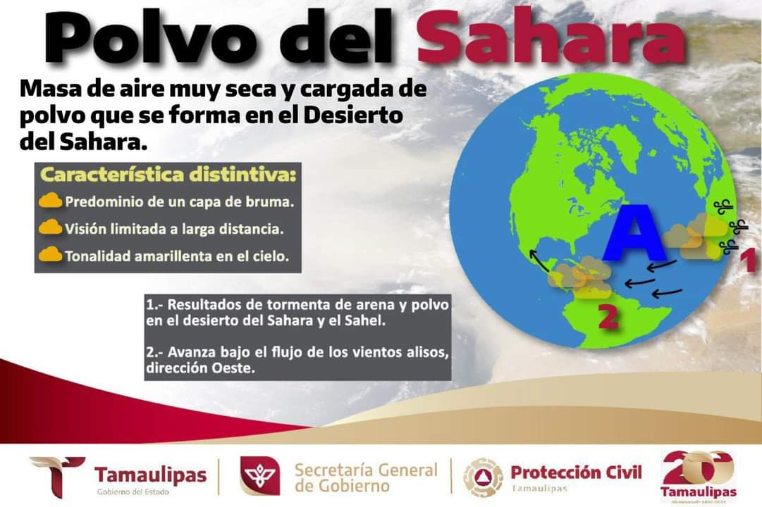 Polvo del Sahara Llegará a Tamaulipas a partir del Jueves