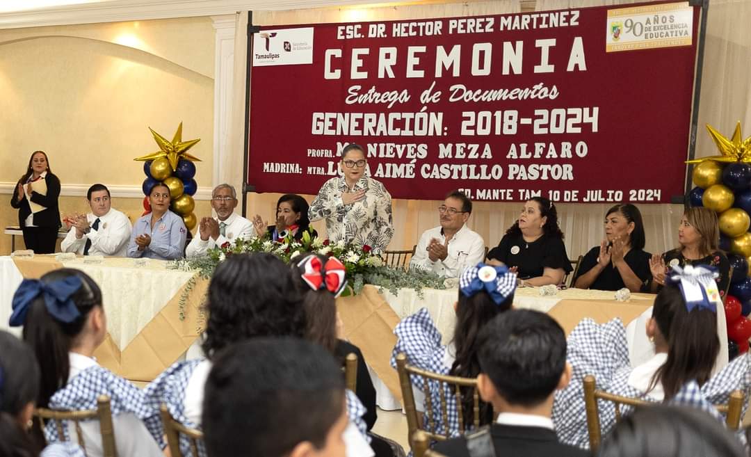 Graduación de la Primaria «Dr. Héctor Pérez Martínez» en Ciudad Mante: Lucía Aimé Castilla Pastor destaca compromiso educativo