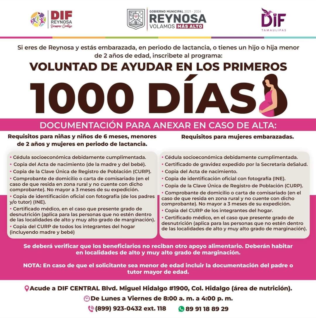 Gobierno Municipal de Reynosa Lanza Programa para Apoyar a Familias en los Primeros 1000 Días