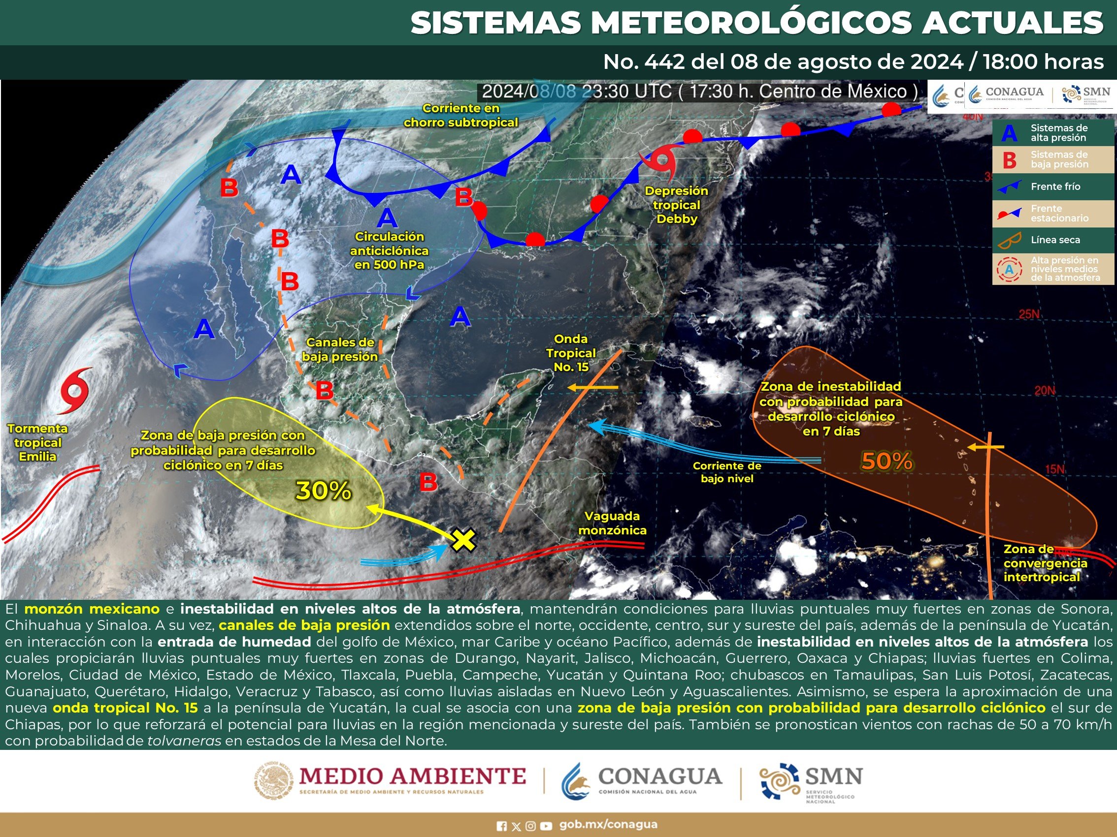 Pronóstico del tiempo para Tamaulipas 9 Agosto 2024