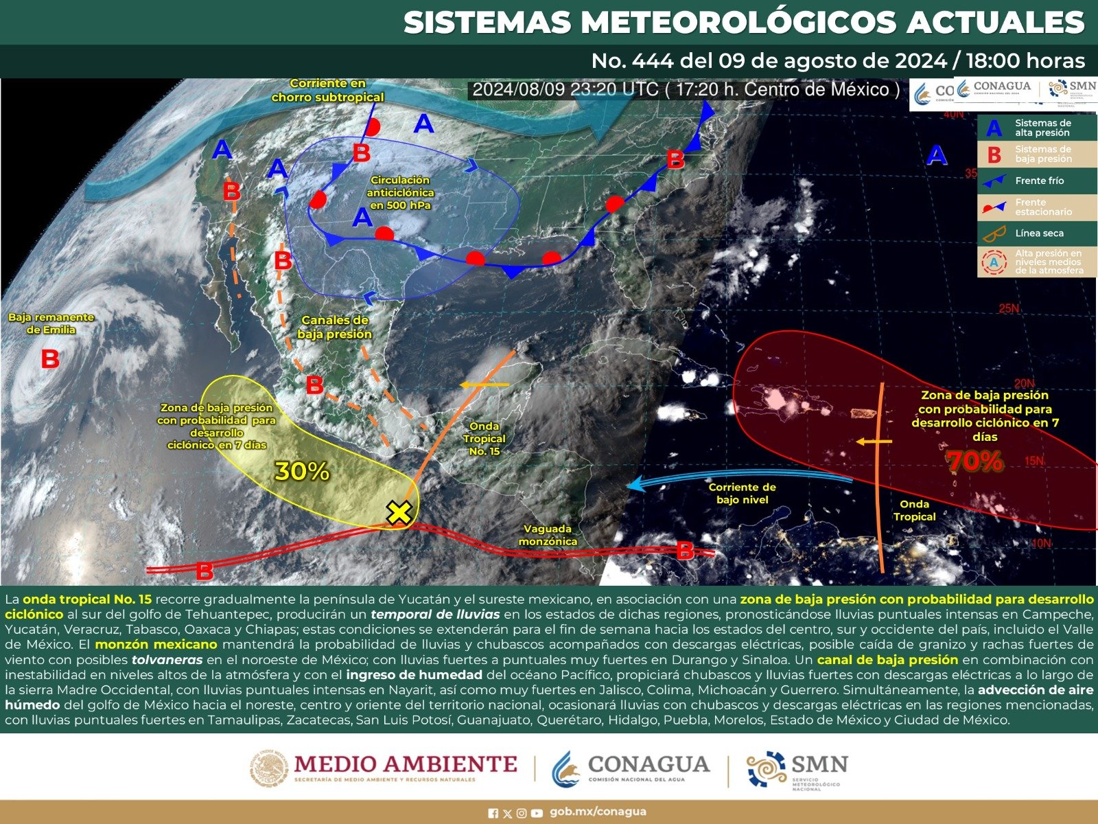 Pronóstico del tiempo para Tamaulipas 10 Agosto 2024