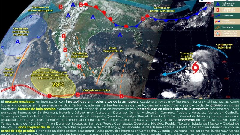 Pronóstico del tiempo para Tamaulipas 14 Agosto 2024