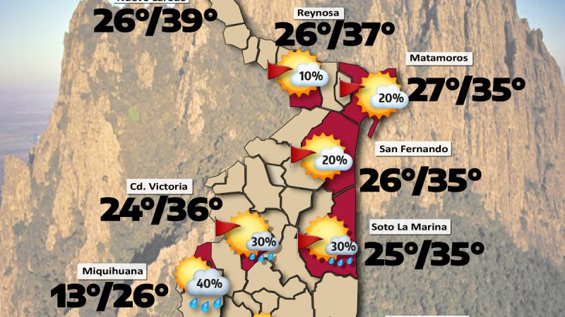 Pronóstico del tiempo para Tamaulipas 15 Agosto 2024