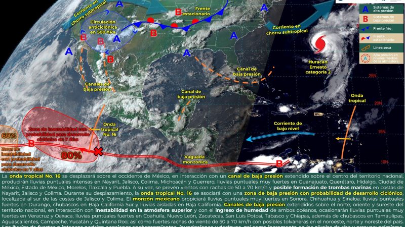 Pronóstico del tiempo para Tamaulipas 17 Agosto 2024