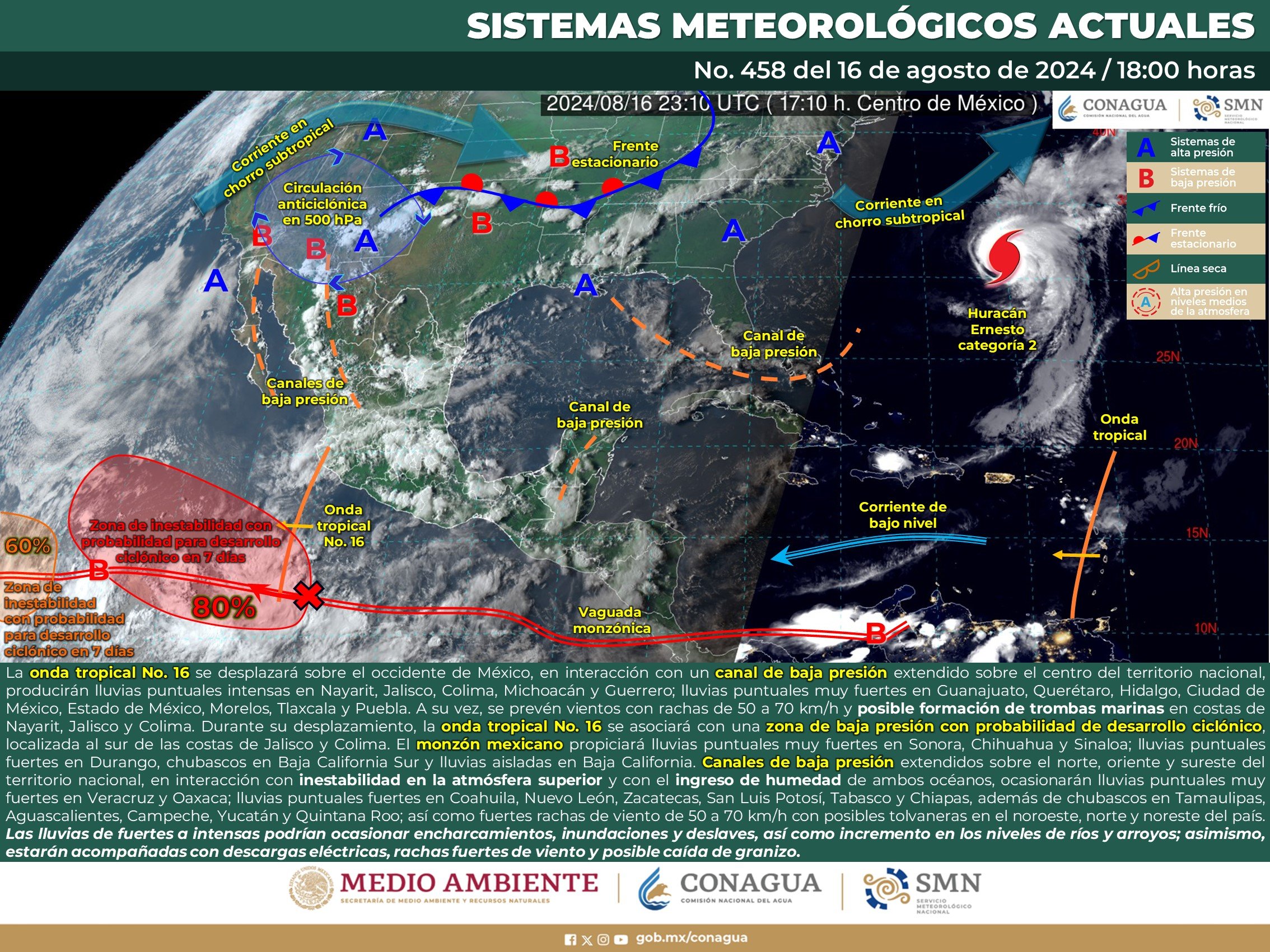 Pronóstico del tiempo para Tamaulipas 17 Agosto 2024