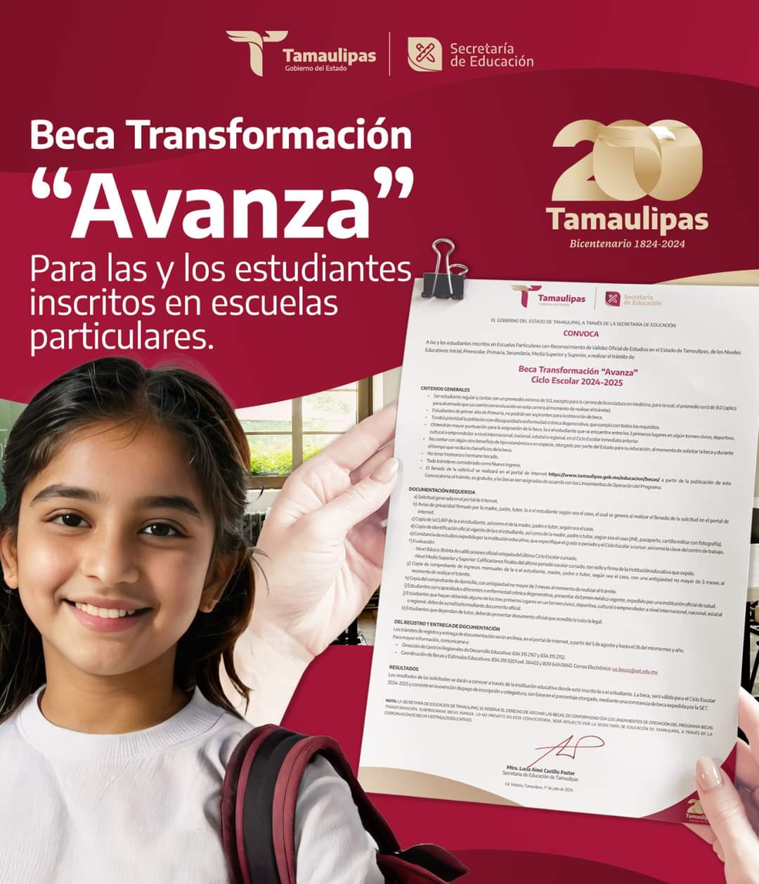 Gobierno de Tamaulipas Lanza Convocatoria para Beca Transformación “Avanza” 2024-2025