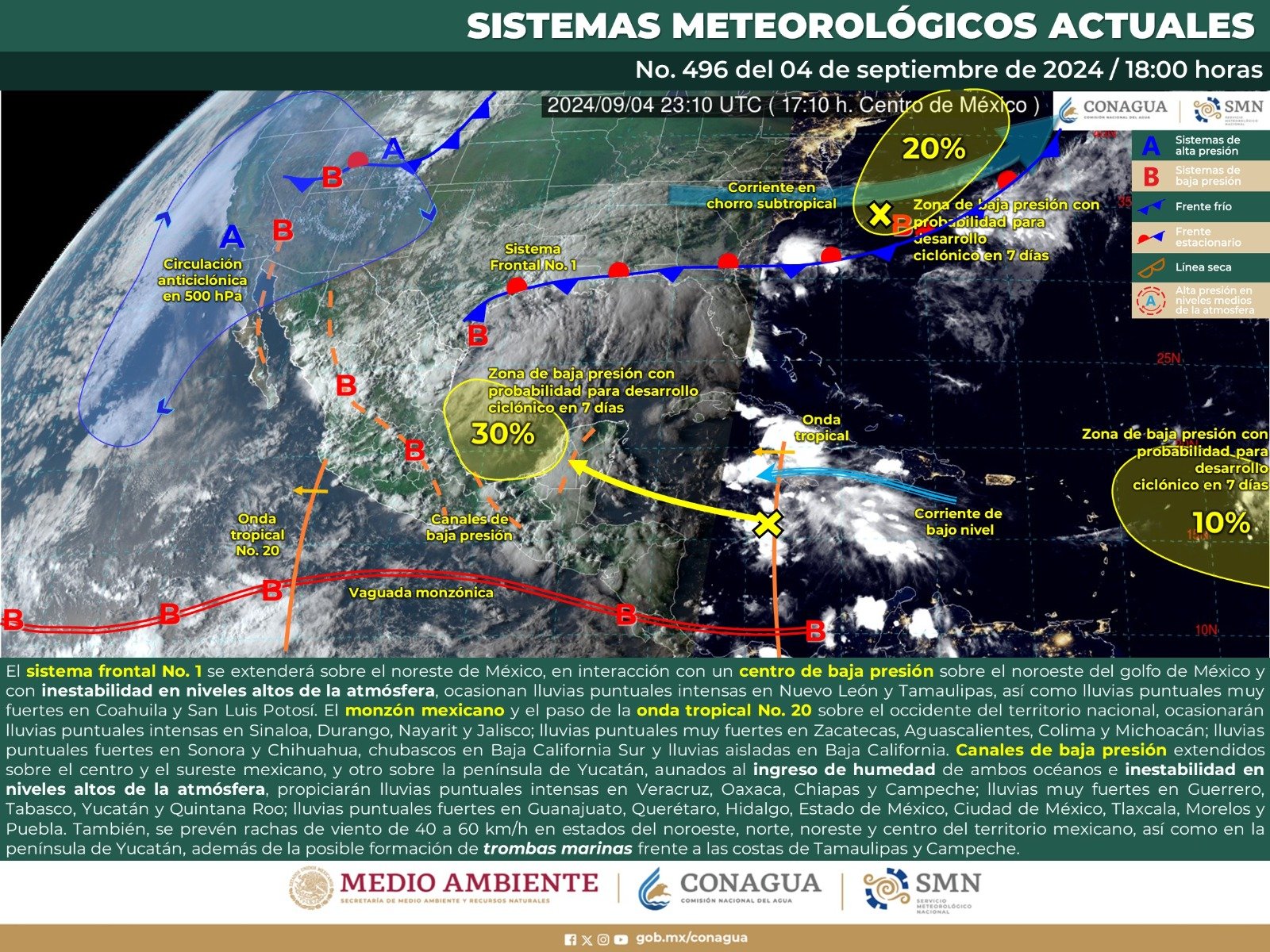 Pronóstico del tiempo para Tamaulipas 5 Septiembre 2024